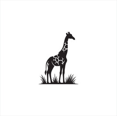 Black silhouette giraffe vector