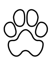 Dog paw print clip art design on plain white transparent isolated background for card, shirt, hoodie, sweatshirt, apparel, card, tag, mug, icon, poster or badge