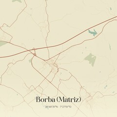 Vintage map of Borba (Matriz), Portugal. 