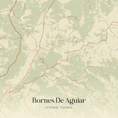 Fototapeta premium Vintage map of Bornes De Aguiar, Portugal. 