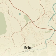 Fototapeta premium Vintage map of Brito, Portugal. 