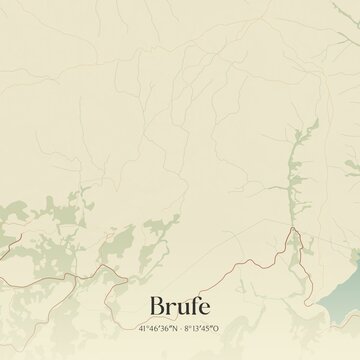 Vintage map of Brufe, Portugal. 