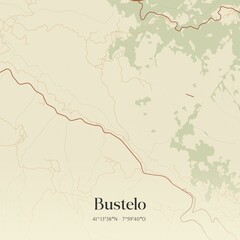 Vintage map of Bustelo, Portugal. 
