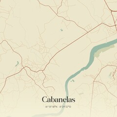 Vintage map of Cabanelas, Portugal. 