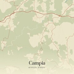 Obraz premium Vintage map of Campia, Portugal. 