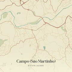 Vintage map of Campo (São Martinho), Portugal.