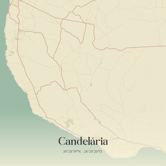 Vintage map of Candel�ria, Portugal. 