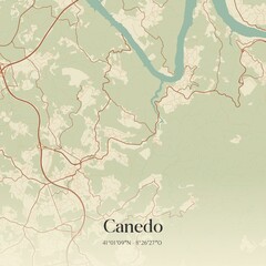 Vintage map of Canedo, Portugal. 