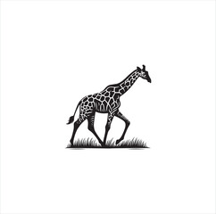 Black silhouette giraffe vector
