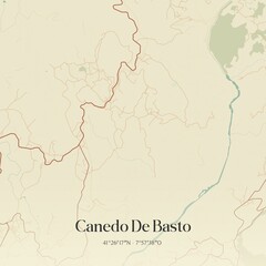 Vintage map of Canedo De Basto, Portugal. 