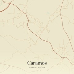 Vintage map of Caramos, Portugal. 