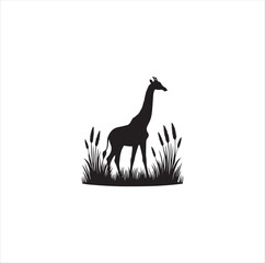 Black silhouette giraffe vector