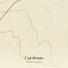Vintage map of Cardosas, Portugal. 