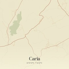 Vintage map of Caria, Portugal. 