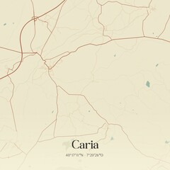 Vintage map of Caria, Portugal. 