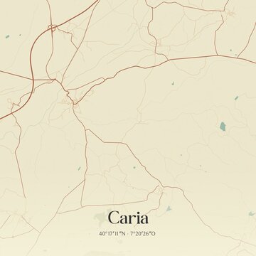 Vintage map of Caria, Portugal. 