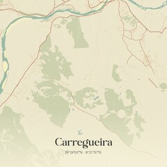 Fototapeta premium Vintage map of Carregueira, Portugal. 