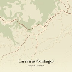 Fototapeta premium Vintage map of Carreiras (Santiago), Portugal. 