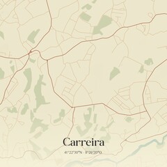 Vintage map of Carreira, Portugal. 