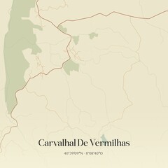Vintage map of Carvalhal De Vermilhas, Portugal. 