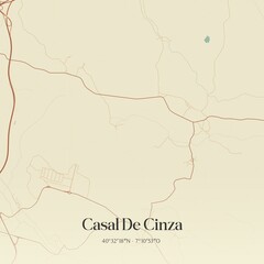 Vintage map of Casal De Cinza, Portugal. 