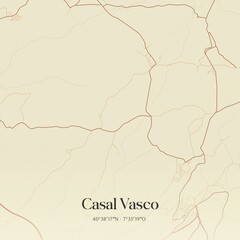Fototapeta premium Vintage map of Casal Vasco, Portugal. 
