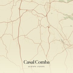 Vintage map of Casal Comba, Portugal. 