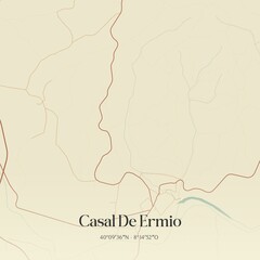 Vintage map of Casal De Ermio, Portugal. 