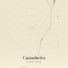 Fototapeta premium Vintage map of Castanheira, Portugal. 