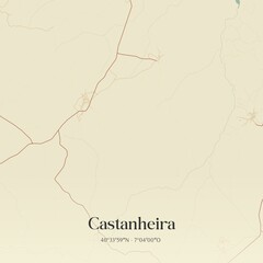 Vintage map of Castanheira, Portugal. 