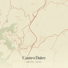 Obraz premium Vintage map of Castro Daire, Portugal. 