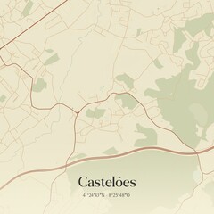 Fototapeta premium Vintage map of Castelões, Portugal.