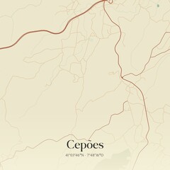 Fototapeta premium Vintage map of Cepões, Portugal.