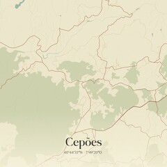 Vintage map of Cepões, Portugal.