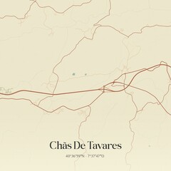 Vintage map of Chãs De Tavares, Portugal.