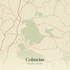 Vintage map of Colmeias, Portugal. 