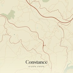 Vintage map of Constance, Portugal. 
