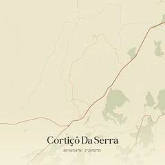 Vintage map of Corti�� Da Serra, Portugal. 