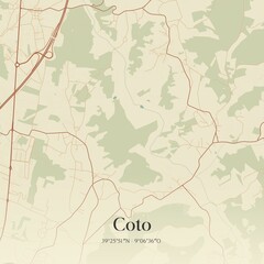 Vintage map of Coto, Portugal. 