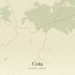 Obraz premium Vintage map of Cota, Portugal. 