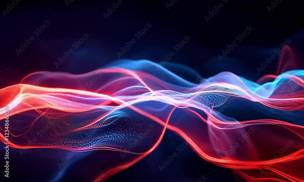 Poster dynamic waves of colorful light: abstract background for digital interfaces, artistic designs, or te
