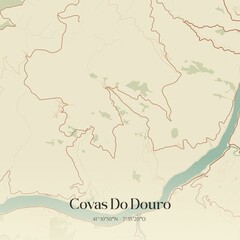 Vintage map of Covas Do Douro, Portugal. 
