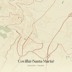 Vintage map of Covilhã (Santa Maria), Portugal.