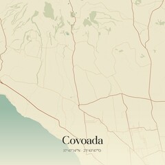 Vintage map of Covoada, Portugal. 