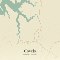 Vintage map of Covelo, Portugal. 