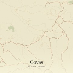 Vintage map of Covas, Portugal. 