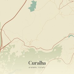 Vintage map of Curalha, Portugal. 
