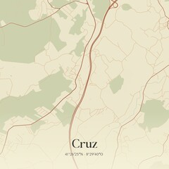 Vintage map of Cruz, Portugal. 