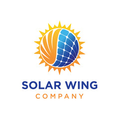 Wing with Solar Panel System Logo Design. This design perfect for pigeon evicition, bird control in solar panel business