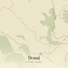 Vintage map of Donai, Portugal. 